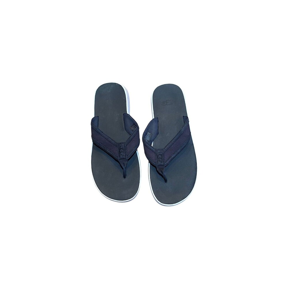 UGG Seaside Flip Men 10 Navy Blue Suede Leather Summer Sandals Treadlite Slides